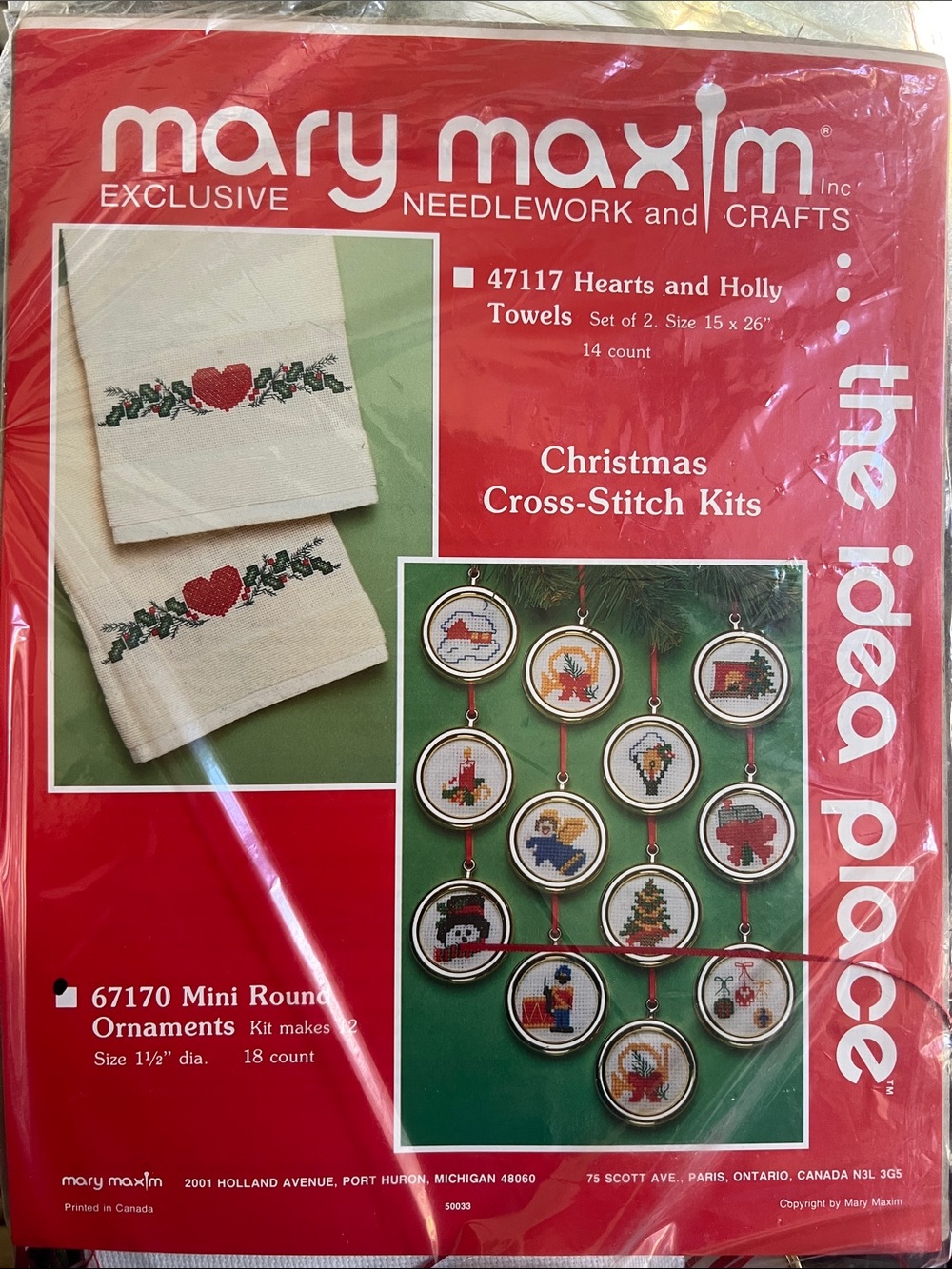 Vintage Christmas Ornaments Cross-Stitch Kits. New in package. Makes 12